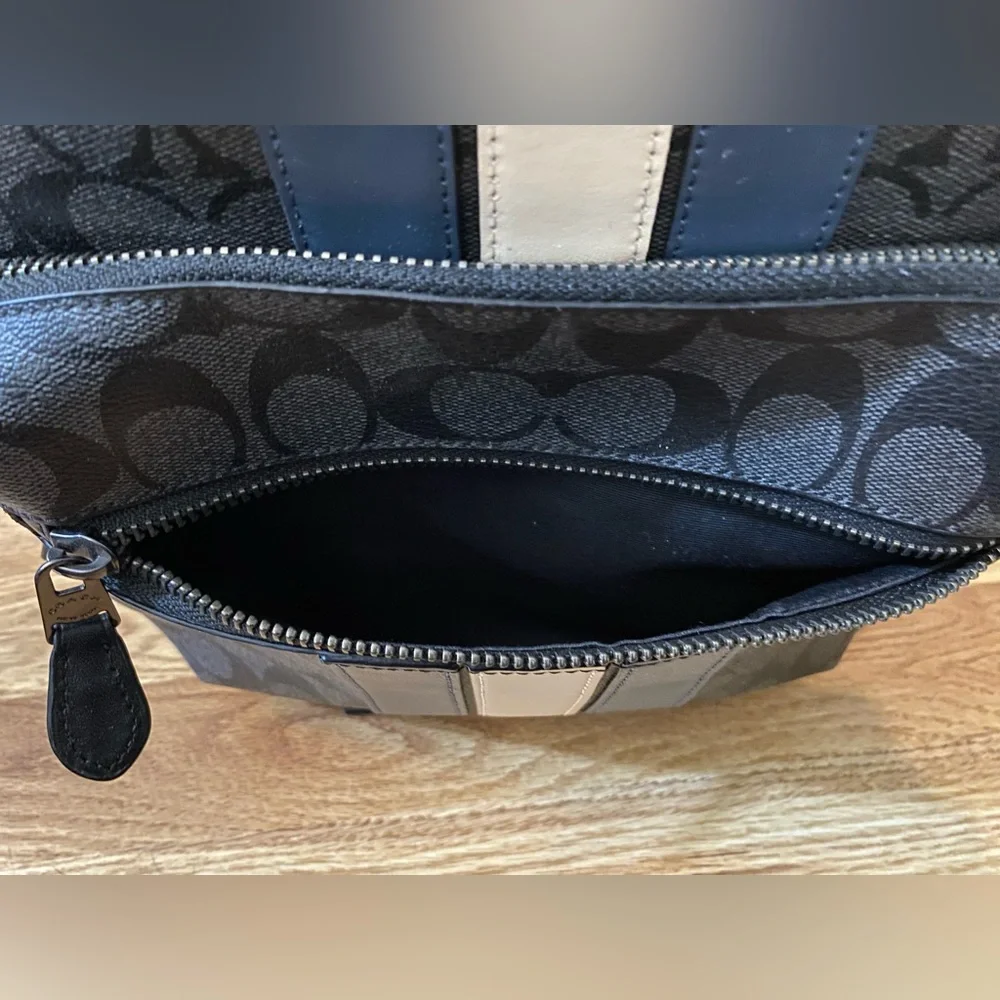 Coach Black and Blue Men's Leather Backpack Unisex